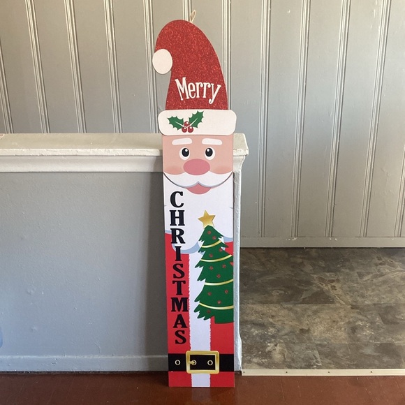 NWT- 48” Merry Christmas Santa Wooden Leaner or Hanger Decoration Sign - Picture 12 of 17
